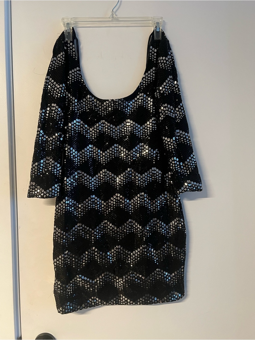 Arden B Black Silver Sequin Mini Dress